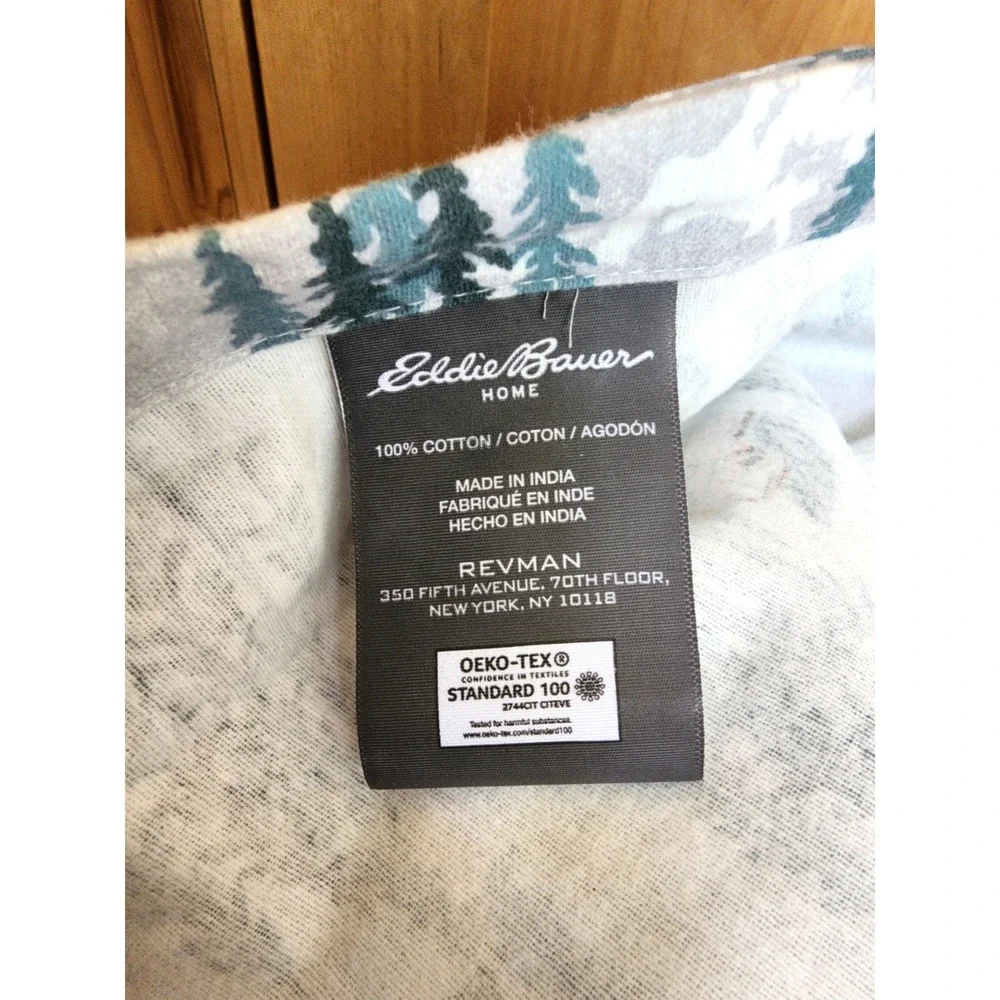NWOT Eddie Bauer 100% Cotton Full Double Christmas 2 Flat Sheets Winter Flannel